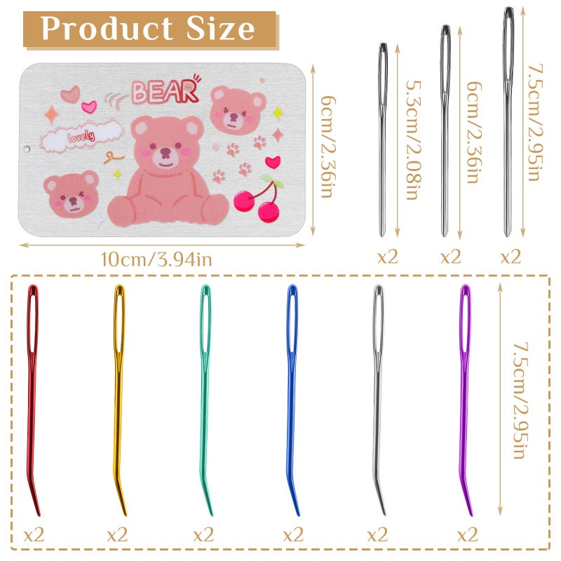 UOOU 18 Pieces Yarn Needle,Tapestry Needle Bent Embroidery Needles Bent Tip Needles,Large-Eye Blunt Needles with Random Box for Knitting Crochet (Random Color) - Image 3